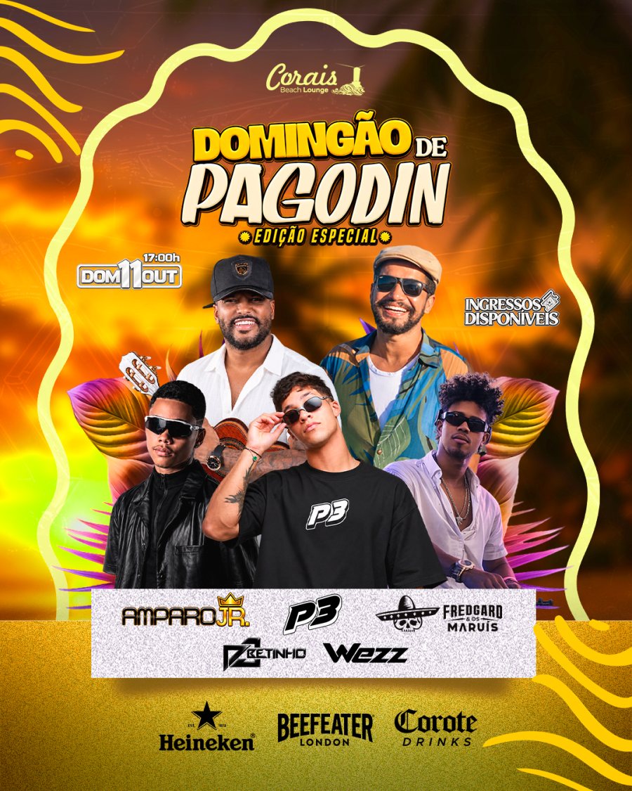 Cartaz do Domingão de Pagodin — 11 de outubro, Cabana Corais, Itacaré
