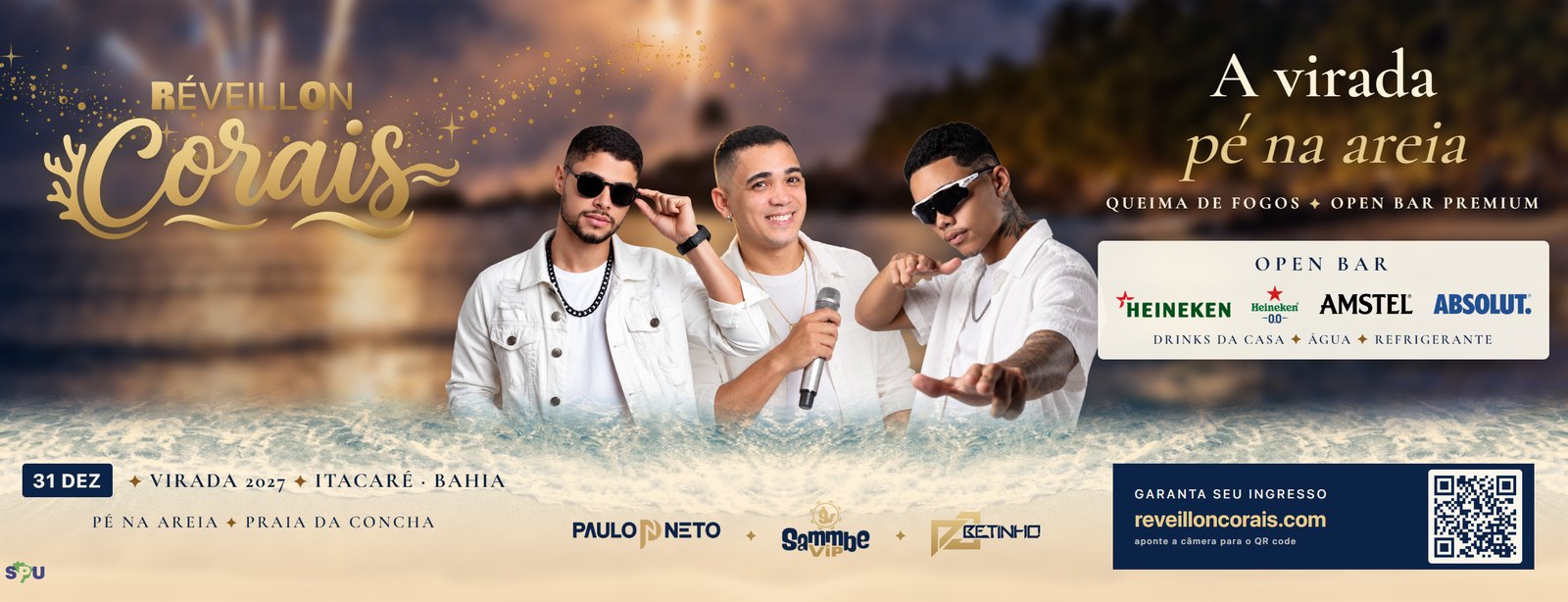 Line-up do Réveillon Corais 2027: Sammbe Vip, Paulo Neto e DJ Betinho